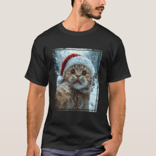 Lustiges Weihnachtskatze-Selfie-Santa-Hut-Design T-Shirt