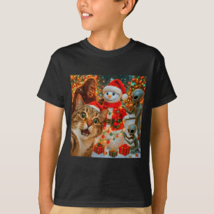 Lustiges Weihnachtskatzen-Selfie mit Bigfoot-Alien T-Shirt
