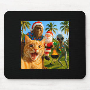 Lustiges Weihnachtskatzen-Selfie mit Bigfoot & Mousepad