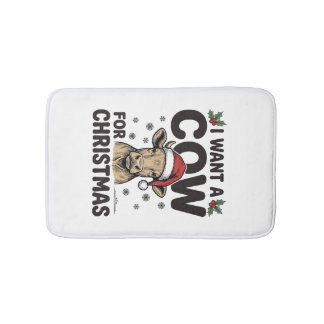 Lustiges Weihnachtskuh Vintage-Feiertags-Shirt-Des Badematte