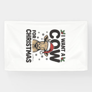 Lustiges Weihnachtskuh Vintage-Feiertags-Shirt-Des Banner