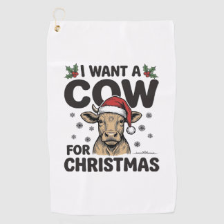 Lustiges Weihnachtskuh Vintage-Feiertags-Shirt-Des Golfhandtuch