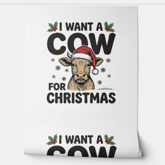 Lustiges Weihnachtskuh Vintage-Feiertags-Shirt-Des Tapete