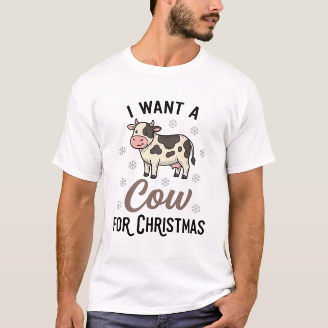 Lustiges Weihnachtskuh Vintage Gravur Shirt Design (Vorderseite)
