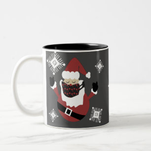 Lustiges Weihnachtsmann-Gesicht geschützte Schneef Zweifarbige Tasse