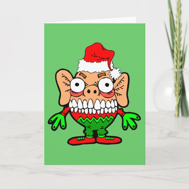 Lustiges Weihnachtsmonster Feiertagskarte (Vorderseite)