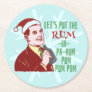 Lustiges WeihnachtsParty-Retro Runder Pappuntersetzer