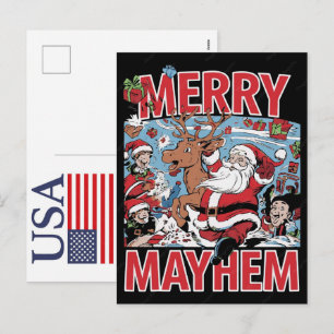 Lustiges Weihnachtsrentier USA 250 Jahre Patriotis Feiertagspostkarte