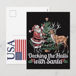 Lustiges Weihnachtsrentier USA 250 Jahre Patriotis Feiertagspostkarte