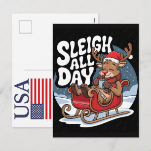 Lustiges Weihnachtsrentier USA 250 Jahre Patriotis Feiertagspostkarte