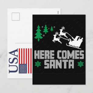 Lustiges Weihnachtsrentier USA 250 Jahre Patriotis Feiertagspostkarte