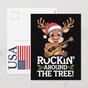Lustiges Weihnachtsrentier USA 250 Jahre Patriotis Feiertagspostkarte