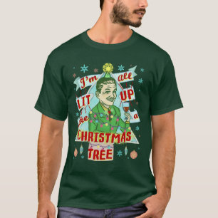 Lustiges WeihnachtsRetro trinkender Spaß-Mann-Lit T-Shirt