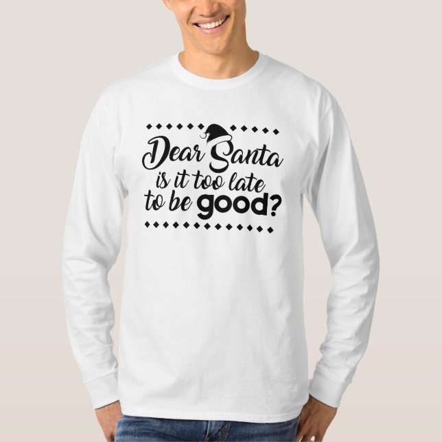 Lustiges WeihnachtsT - Shirtschwarzes auf weißem T-Shirt (Vorderseite)