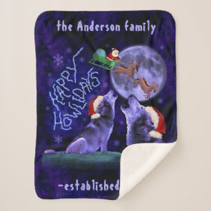 Lustiges Weihnachtswolf-Wortspiel glückliche Sherpadecke