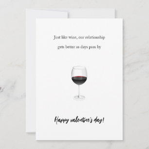 Lustiges Wein-Valentinstag-romantisches Paar Rücks Feiertagskarte