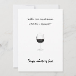 Lustiges Wein-Valentinstag-romantisches Paar Rücks Feiertagskarte