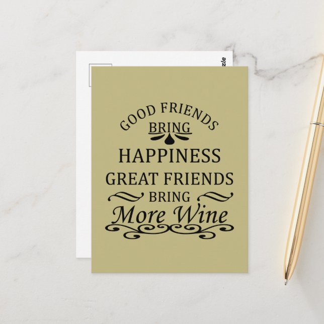lustiges Weinangebot für Freunde Postkarte (Vorderseite/Rückseite Beispiel)