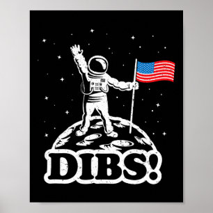 Lustiges Weltraum-Shirt Usa Astronaut Mond Flagge Poster