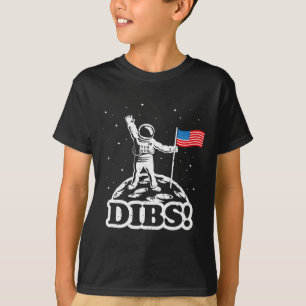 Lustiges Weltraum-Shirt Usa Astronaut Mond Flagge  T-Shirt