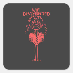 Lustiges Wifi getrennt gebrochenes Herz Gamer Meme Quadratischer Aufkleber