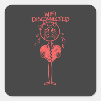 Lustiges Wifi getrennt gebrochenes Herz Gamer Meme Quadratischer Aufkleber