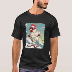 Lustiges Winterhuhn mit Langlaufskischuhen T-Shirt