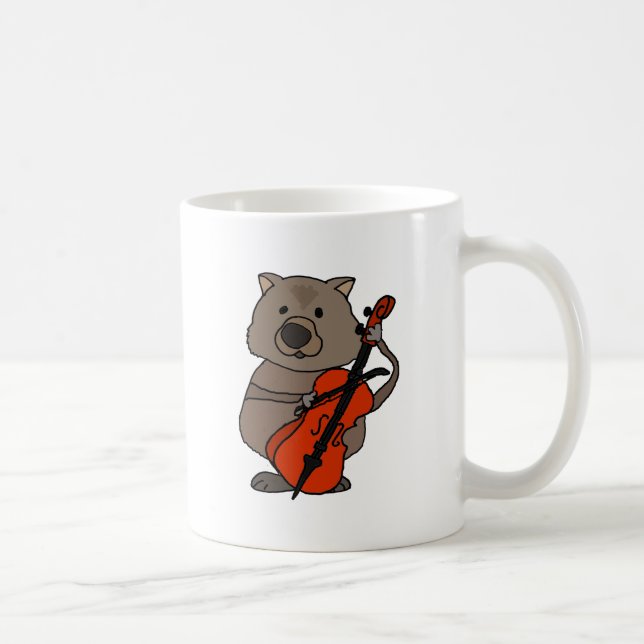 Lustiges Wombat, das Cello-Cartoon spielt Tasse (Rechts)
