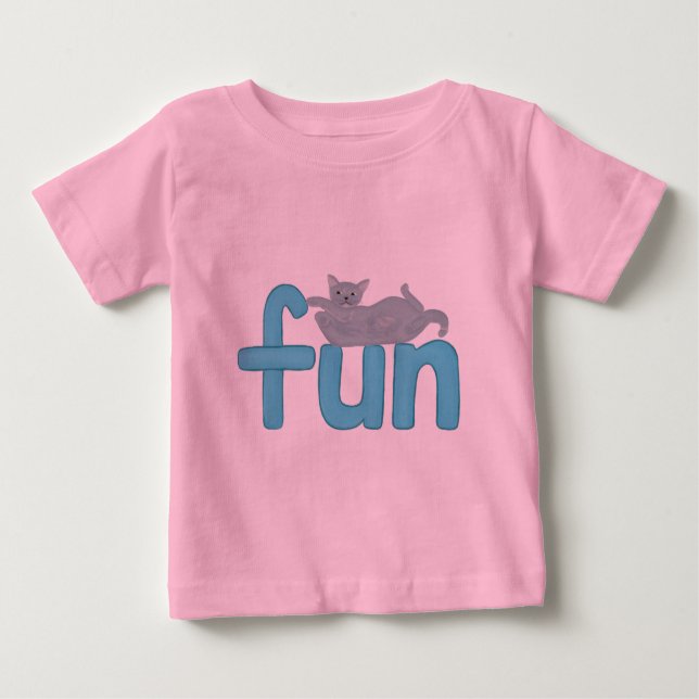 lustiges Wort im Aqua mit spielerischer grauer Kat Baby T-shirt (Vorderseite)