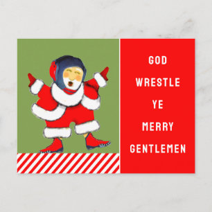 Lustiges Wrestling-Weihnachten Feiertagspostkarte