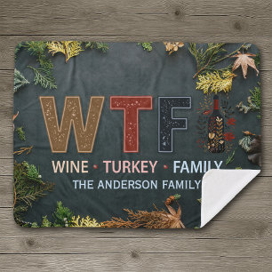 Lustiges WTF-Wein Truthahn Familien-Erntedankfest Sherpadecke