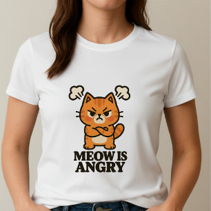 Lustiges Wütendes Katze Tee; Süße Miaut Wütend Kaw T-Shirt