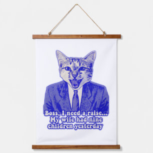 Lustiges wütendes Katzen-Meme für Katzenliebhaber Wandteppich Mit Holzrahmen