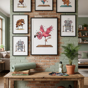 Lustiges Yoga-Flamingo-Workout-Fail Poster