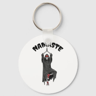 Lustiges Yoga Namaste Halloween Skelett Sensenmann Schlüsselanhänger