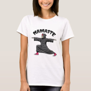 Lustiges Yoga Namaste Halloween Skelett Sensenmann T-Shirt