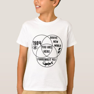 Lustiges You Are Here Dystopischer Venn-Diagramm E T-Shirt