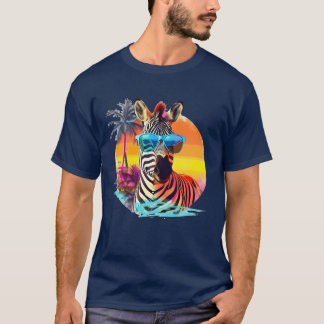 Lustiges Zebra mit Sonnenbrille Retro-Stil für Jun T-Shirt