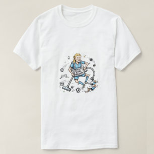 Lustiges Ziel Vakuum Fußball Cartoon – Torschütze T-Shirt