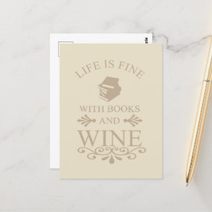 lustiges Zitat für Bücher und Weinliebhaber Postkarte
