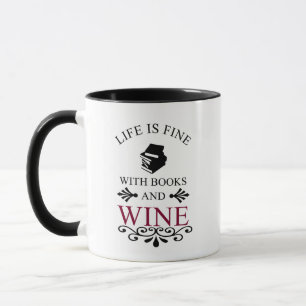 lustiges Zitat für Bücher und Weinliebhaber Tasse