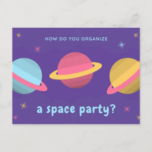 Lustiges Zitat - Party auf lila Planeten Postkarte