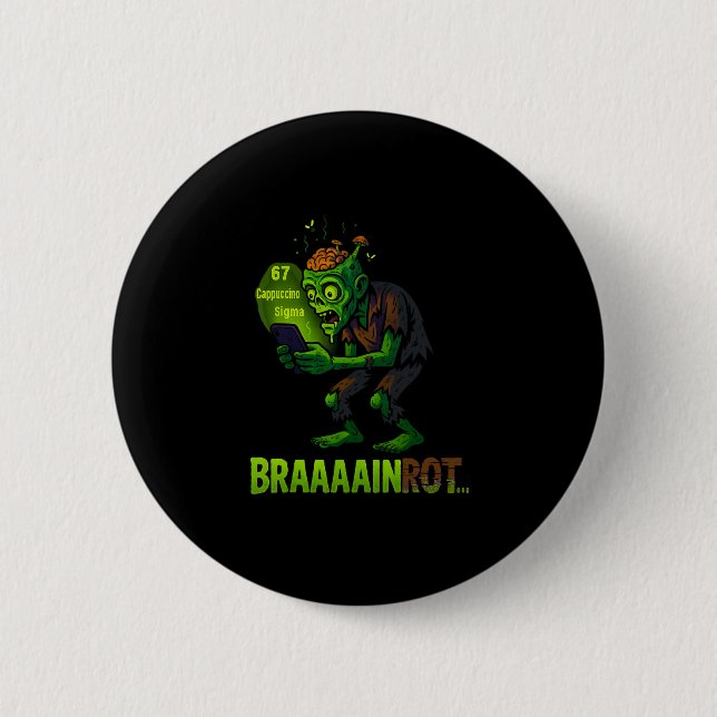 Lustiges Zombie-Brainrot-Meme 6 7 Halloween-Jungen Button (Vorderseite)