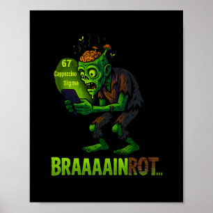 Lustiges Zombie-Brainrot-Meme 6 7 Halloween-Jungen Poster