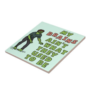 Lustiges Zombie-Gehirn-hohes Alter Fliese