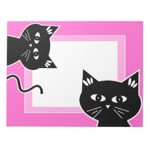 Lustiges zwei schwarze Katzen-Pink Notizblock