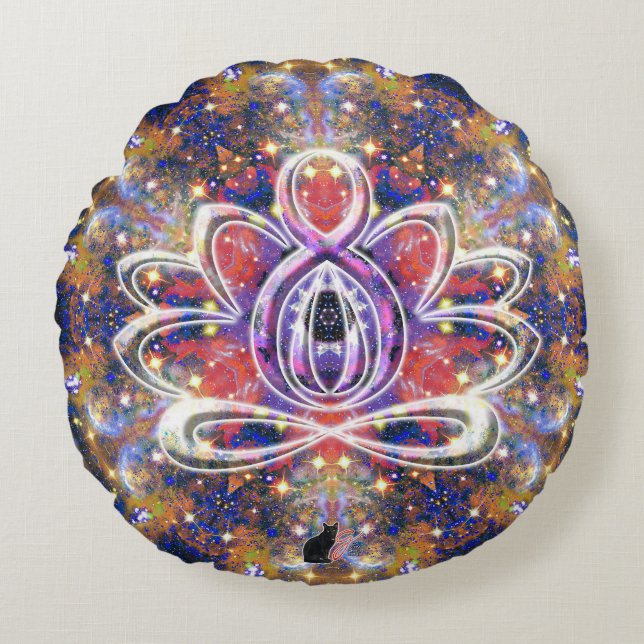 Lustrous Zen Lotus Rundkissen Rundes Kissen (Vorderseite)