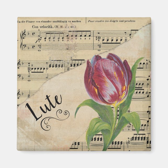 Lute Elegano Vintages Tulip Magnet (Vorne)