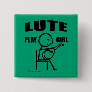 Lute Play Girl Button