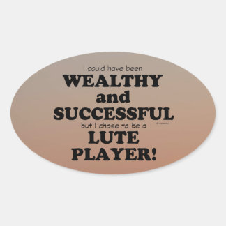 Lute Wealthy & Successous Oval Sticker